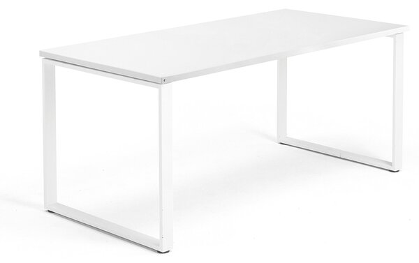 Kancelársky pracovný stôl QBUS, O-rám, 1600x800 mm, biela/biela
