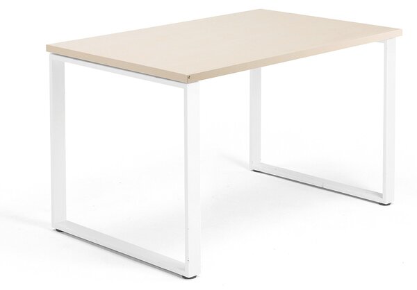 Kancelársky pracovný stôl QBUS, O-rám, 1200x800 mm, breza/biela