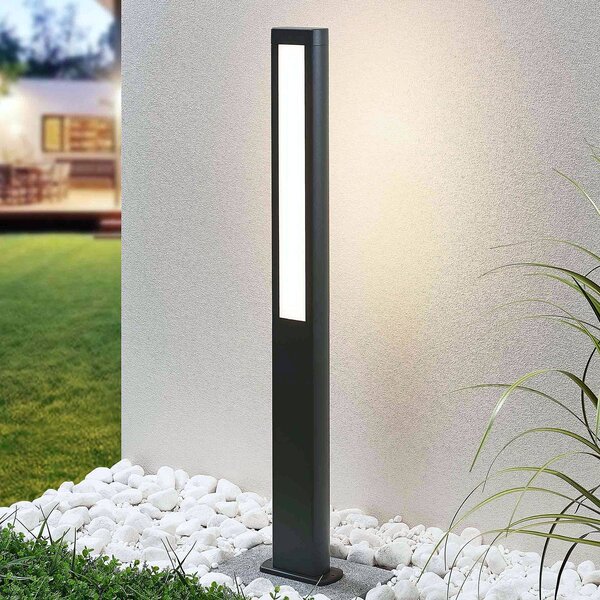 Lucande LED svetlo na chodník Mhairi, hranaté, antracit, 100 cm, Hliník / sivá / zinok, Hliník, Moderný, Osvetlenie príjazdovej cesty