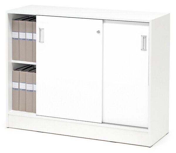 Kancelárska skriňa s posuvnými dverami Flexus, 925x1200x415 mm, biela