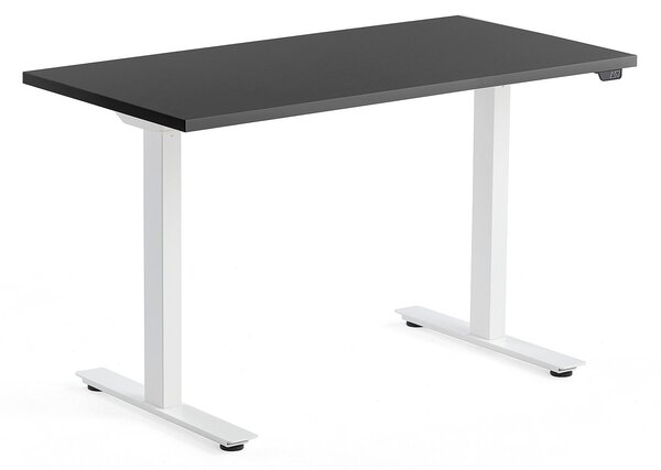 Výškovo nastaviteľný stôl MODULUS, 1200x600 mm, biela, čierna