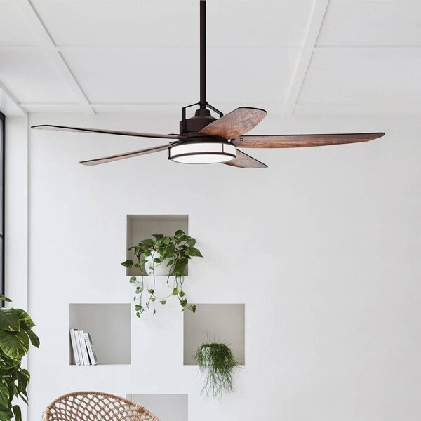 Beacon Lighting Stropný ventilátor s osvetlením Louisville, bronzový, tichý, Tmavé drevo, Obývacia izba / jedáleň, Drevo