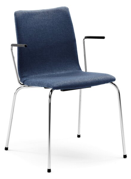 Konferenčná stolička OTTAWA, s opierkami rúk, modrá/chróm
