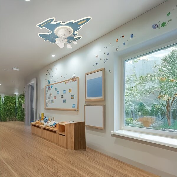 LED detské stmievateľné stropné svietidlo s ventilátorom LED/63W/230V 3000/4000/6000K modrá