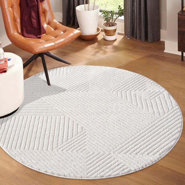 Dekorstudio Moderný okrúhly koberec LOUNGE 0632 - krémový Priemer koberca: 160cm