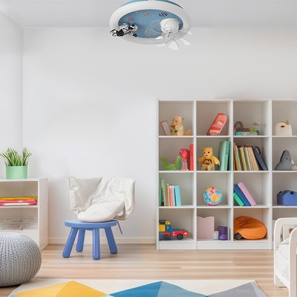 LED detské stmievateľné stropné svietidlo s ventilátorom LED/48W/230V 3000/4000/6000K modrá
