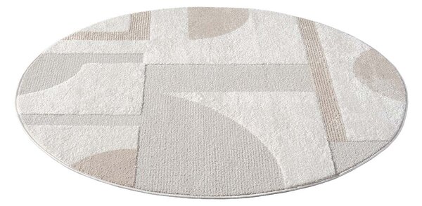 Dekorstudio Moderný okrúhly koberec LOUNGE 9992 - krémový Priemer koberca: 120cm