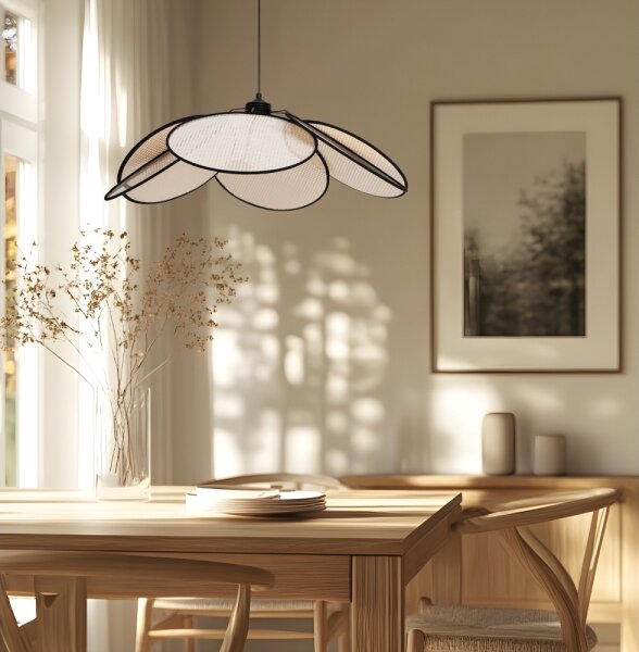 Luster na lanku MARGARET 1xE27/40W/230V čierna/béžová