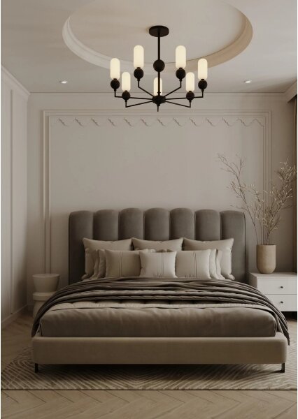 MAXLIGHT P0632 - stropný luster NOVA na tyči, 7xG9/7W/230V, priemer 70 cm, čierny