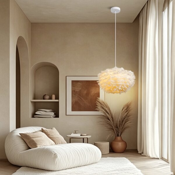 BRILAGI - Luster na lanku FEATHER 3xE27/40W/230V pr. 50 cm biela