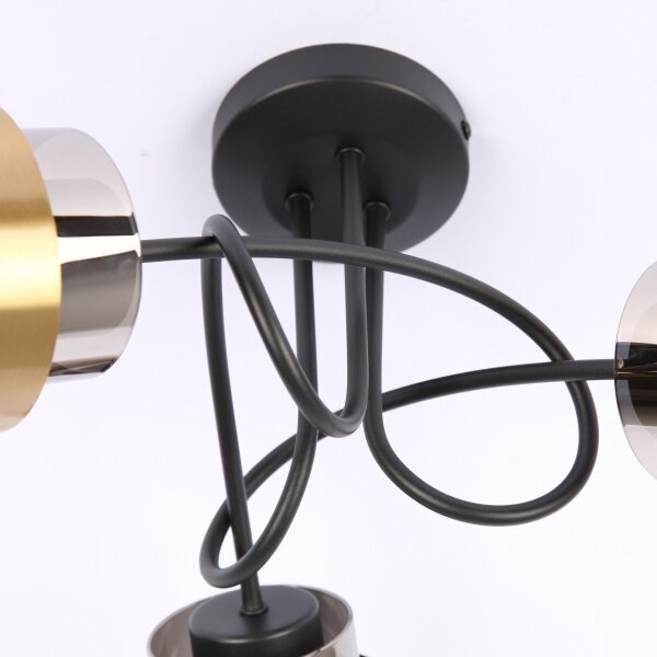 Globo 15560-3D - Prisadený luster MILLEY 3xE27/40W/230V čierna/mosadz