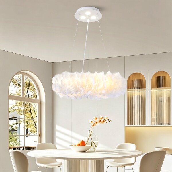 BRILAGI - LED luster na lanku FEATHER 3xE27/40W/230V + 3xLED/3W pr. 40 cm biela