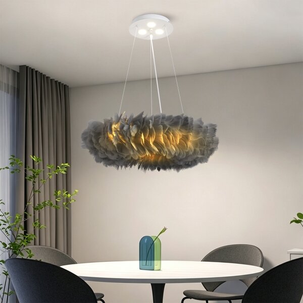 BRILAGI - LED luster na lanku FEATHER 3xE27/40W/230V + 3xLED/3W pr. 50 cm šedý