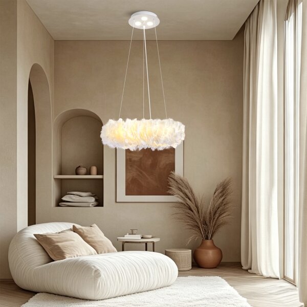 BRILAGI - LED luster na lanku FEATHER 3xE27/40W/230V + 3xLED/3W pr. 40 cm biela