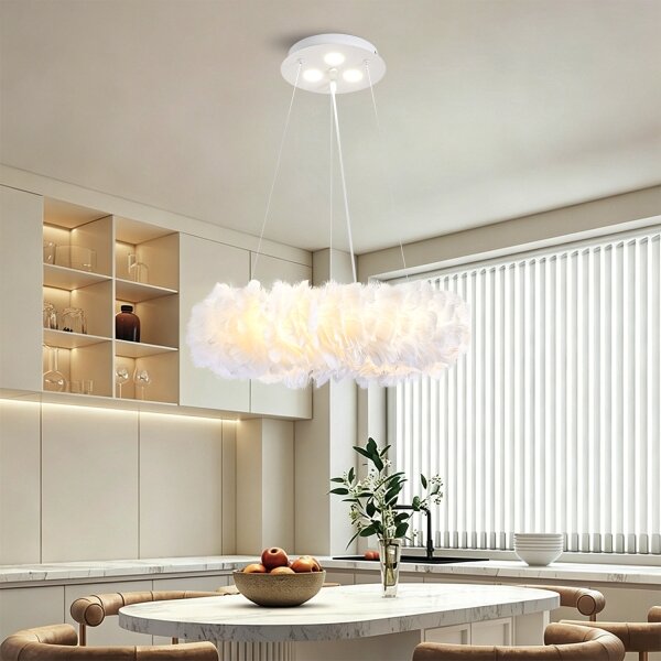BRILAGI - LED luster na lanku FEATHER 3xE27/40W/230V + 3xLED/3W pr. 40 cm biela