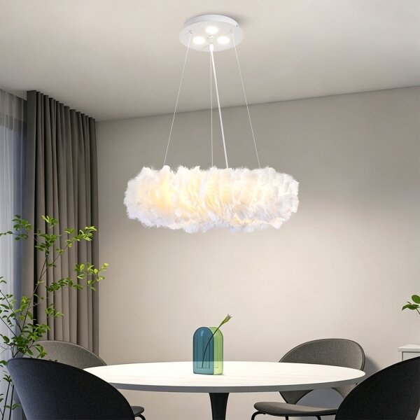 BRILAGI - LED luster na lanku FEATHER 3xE27/40W/230V + 3xLED/3W pr. 40 cm biela