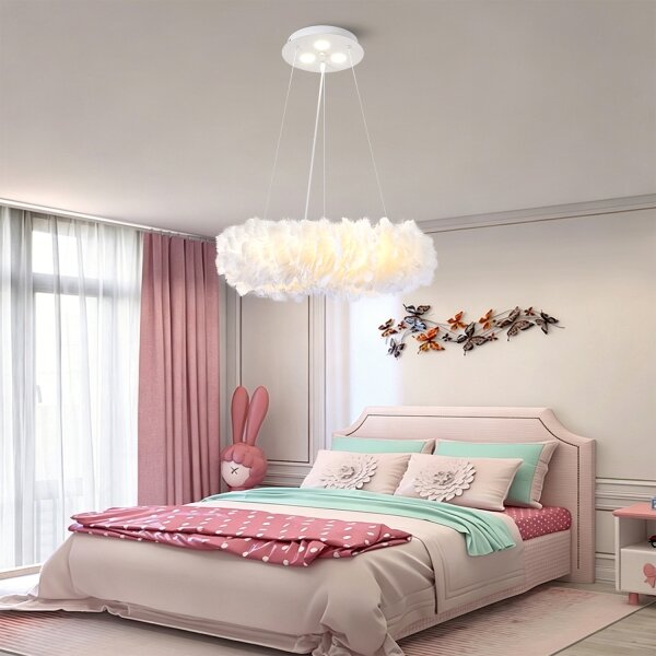 BRILAGI - LED luster na lanku FEATHER 3xE27/40W/230V + 3xLED/3W pr. 40 cm biela