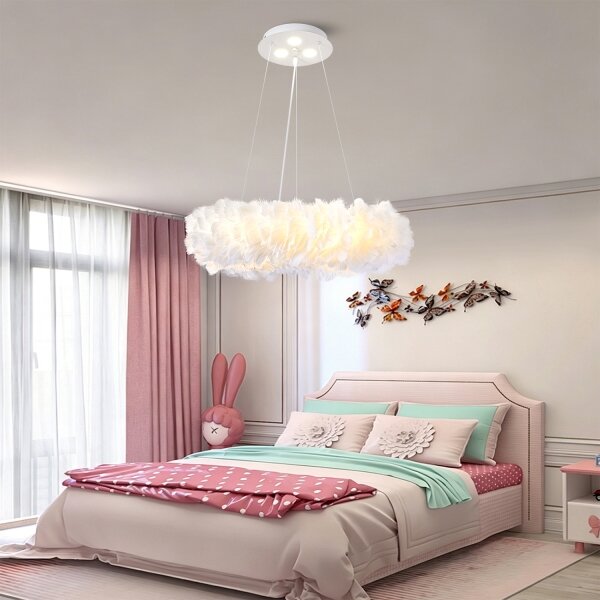 BRILAGI - LED luster na lanku FEATHER 3xE27/40W/230V + 3xLED/3W pr. 50 cm biela