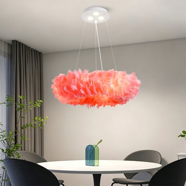 BRILAGI - LED luster na lankách FEATHER 3xE27/40W/230V + 3xLED/3W pr. 50 cm ružová