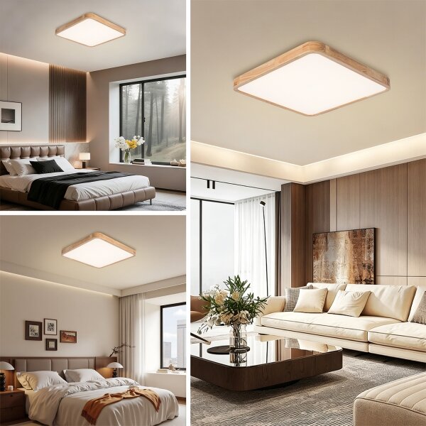 Brilagi - LED stmievateľné svietidlo WOODLINE SQUARE LED/80W/230V dub 60x60 cm + diaľkové ovládanie