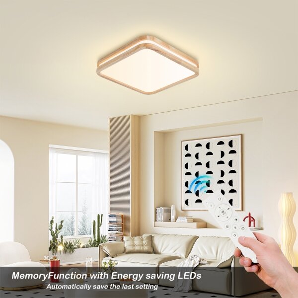 Brilagi - LED stmievateľné svietidlo MOLINA SQUARE LED/48W/230V dub 40x40 cm + diaľkové ovládanie
