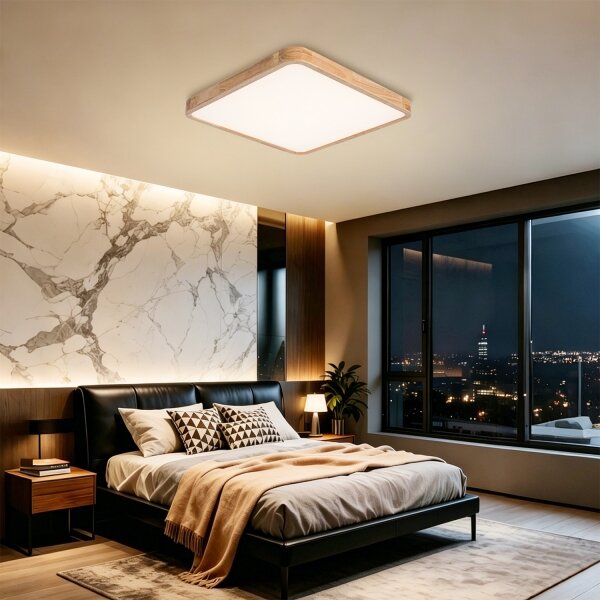 Brilagi - LED stmievateľné svietidlo WOODLINE SQUARE LED/80W/230V dub 60x60 cm + diaľkové ovládanie