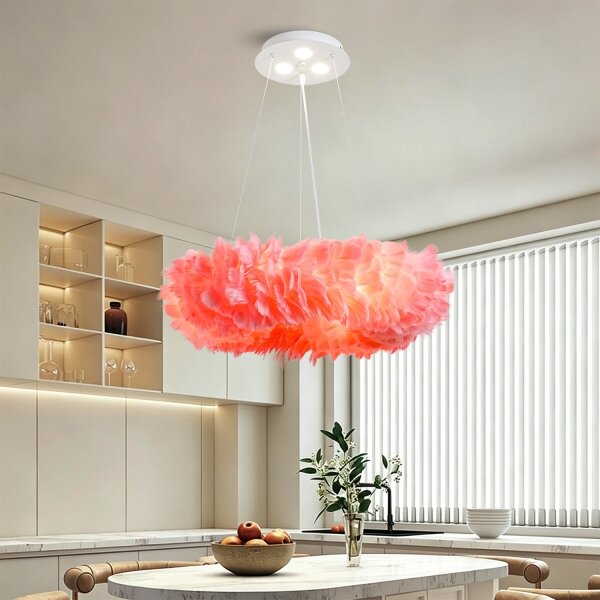 BRILAGI - LED luster na lankách FEATHER 3xE27/40W/230V + 3xLED/3W pr. 50 cm ružová