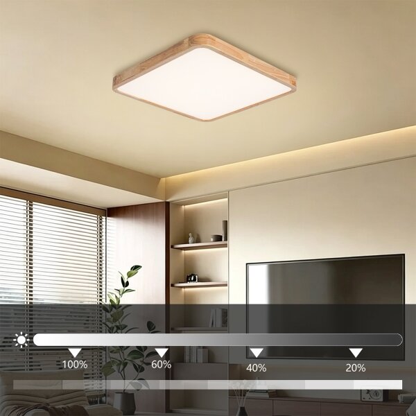 Brilagi - LED stmievateľné svietidlo WOODLINE SQUARE LED/80W/230V dub 60x60 cm + diaľkové ovládanie