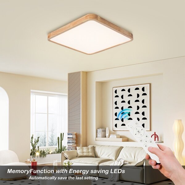 Brilagi - LED stmievateľné svietidlo WOODLINE SQUARE LED/80W/230V dub 60x60 cm + diaľkové ovládanie