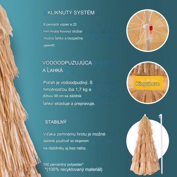 Slnečník Hawaii Ø160 cm - prírodný