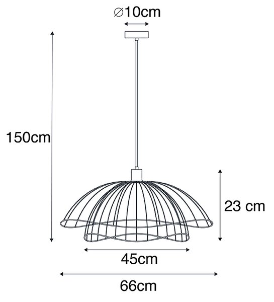 Inteligentné závesné svietidlo čierne 66 cm vrátane Wifi G95 - Pua
