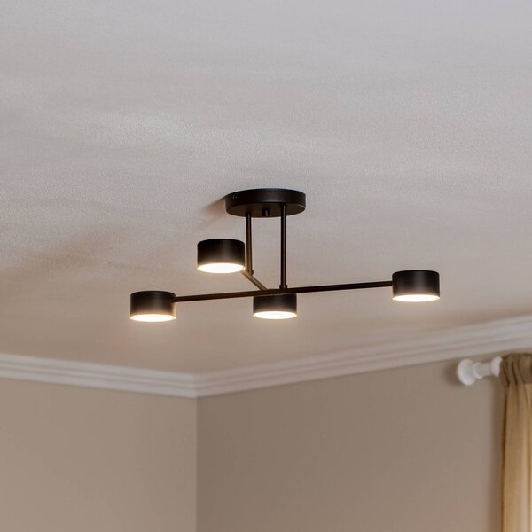 EMIBIG LIGHTING Stropné svietidlo Modus 4, oceľ, 4-plameňové, GX53, čierne, Čierna, Obývacia izba / jedáleň, kov, Moderný, Stropné svetlo