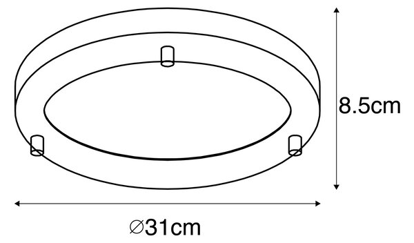 Inteligentné stropné svietidlo zlaté 31 cm IP44 vrátane Wifi A60 - Yuma