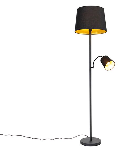 Inteligentná stojaca lampa čierna so zlatom vrátane Wifi A60 a E14 - Retro