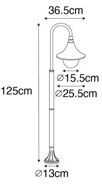 Inteligentná vonkajšia lampa čierna 125 cm IP44 vrátane Wifi A60 - Daphne