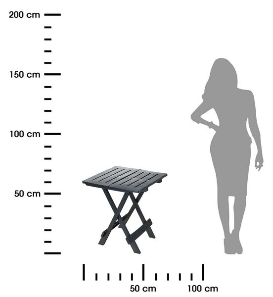 Rozkladací balkónový stôl 50 cm PROGARDEN tmavo šedý