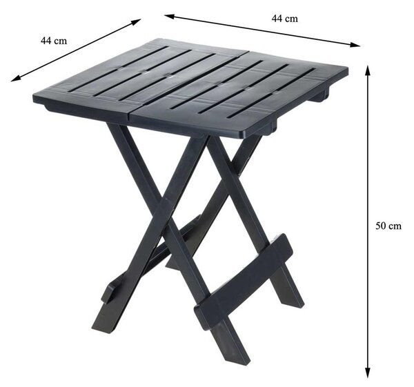 Rozkladací balkónový stôl 50 cm PROGARDEN tmavo šedý