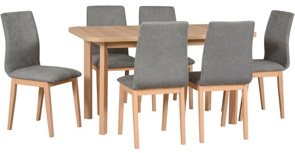 MEBLINE Stôl WENUS 2 P sonoma laminát + stoličky LUNA 1 (6 ks) sonoma / 16B
