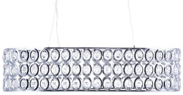 Závesná lampa strieborná otvorené okrúhle tienidlo s akrylovými kryštálikmi elegantný dizajn