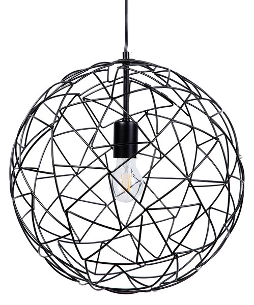 Závesná lampa svietidlo čierna kovová otvorené guľovité tienidlo priemyselný dizajn