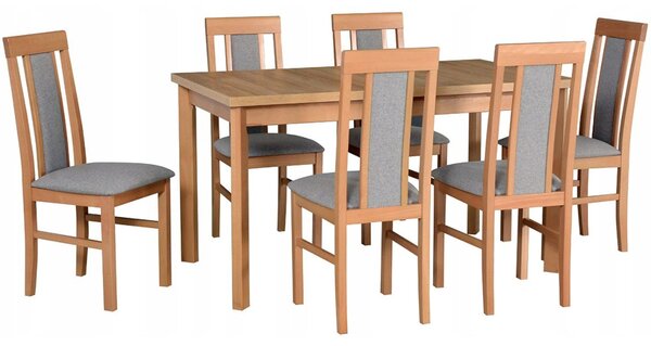 MEBLINE Stôl MODENA 1 P grandson laminát + stoličky NILO 2 (6 ks) grandson / 7B