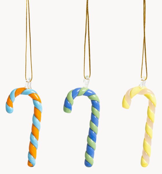 Ručne vyrobené vianočné ozdoby Candy Cane, 3 ks