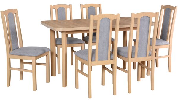 MEBLINE Stôl WENUS 2 P sonoma laminát + stoličky BOS 7 (6 ks) sonoma / 1B