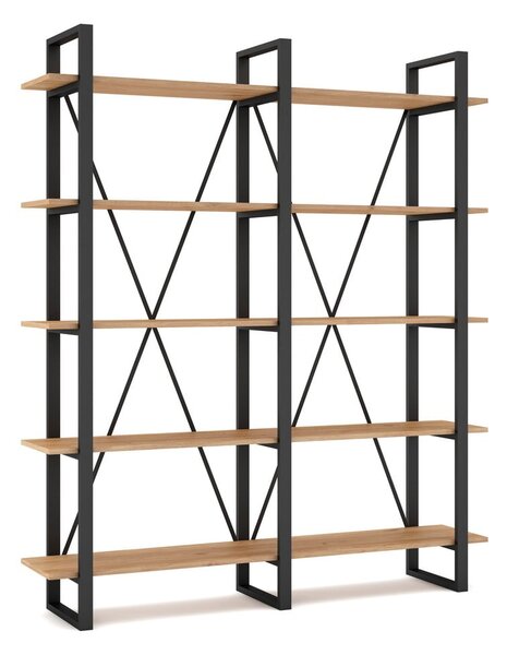 Čierny/prírodný regál v dekore duba 150x180 cm Aviva – Marckeric