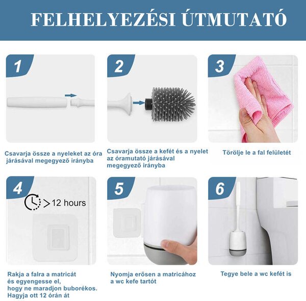 Silikónová toaletná kefa na stenu s držiakom