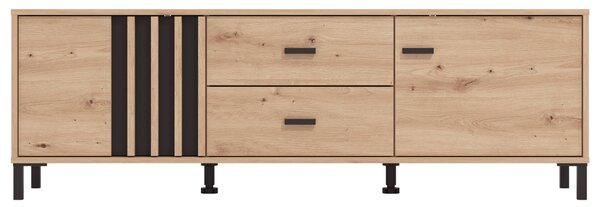 SKRINKA POD TV, čierna, dub artisan, 157/52/40 cm Hom`in - Komody