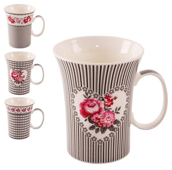 Porcelánové hrnčeky ROSE 360 ml 4 ks
