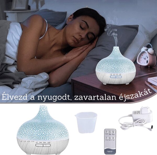 Ultrazvukový difuzér arómy s popraskaným a bielym dreveným vzorom