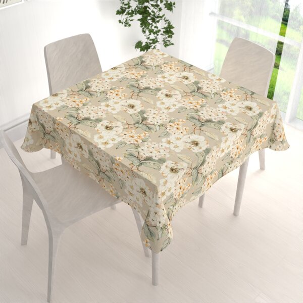 Biante Dekoračný štvorcový obrus PML-106 Maľované kvety na béžovom 40x40 cm