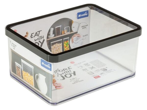 Hranatá plastová dóza na potraviny LOFT čierna 2,25 l